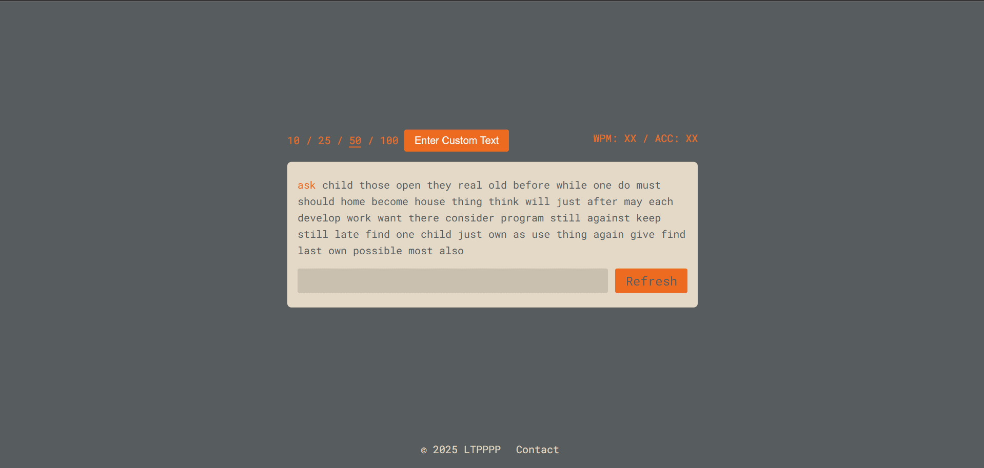 A typing game can customize your own text